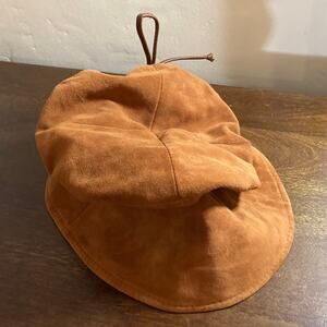 70's Brown Suede and Leather Cap, Rare, excellent condition.